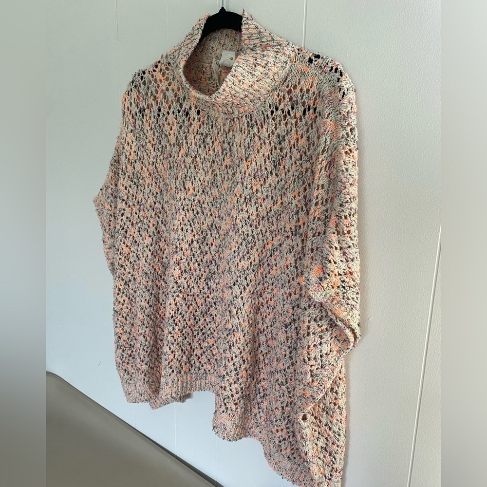 ANTHROPOLOGIE Akemi & Kin Hattie Multi Color Chunky Knit Poncho Sweater OS NWT - Picture 8 of 15